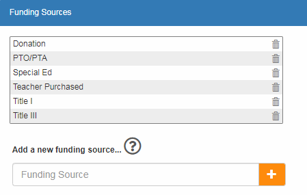 Pop-up for selecting or adding a funding source