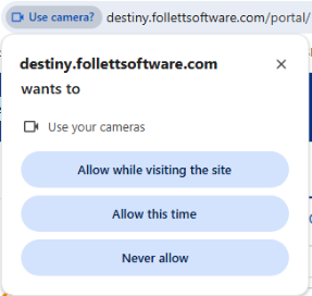 Use camera authorization pop-up.